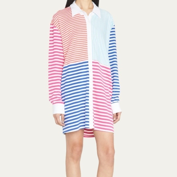 Solid & Striped Oxford Striped Color Block Tunic Button Front Shirt Swimcover - Picture 2 of 8